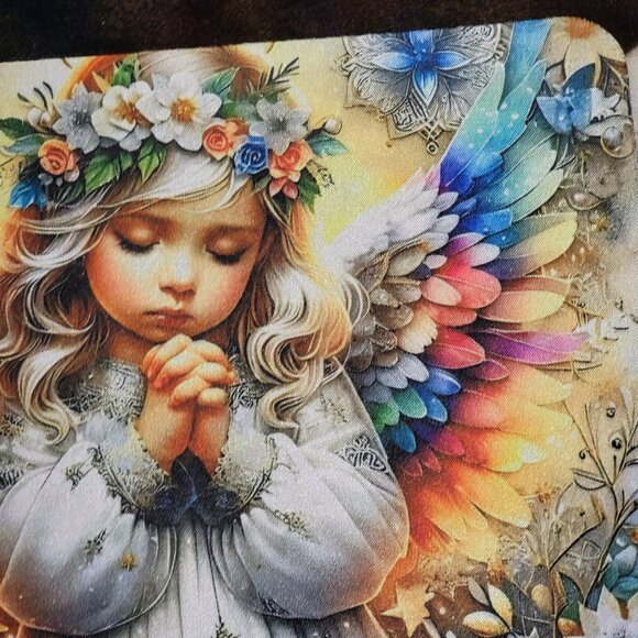 Praying Angel Colorful Wings Computer Non Slip Custom Mouse Pad - Picture 9 of 12